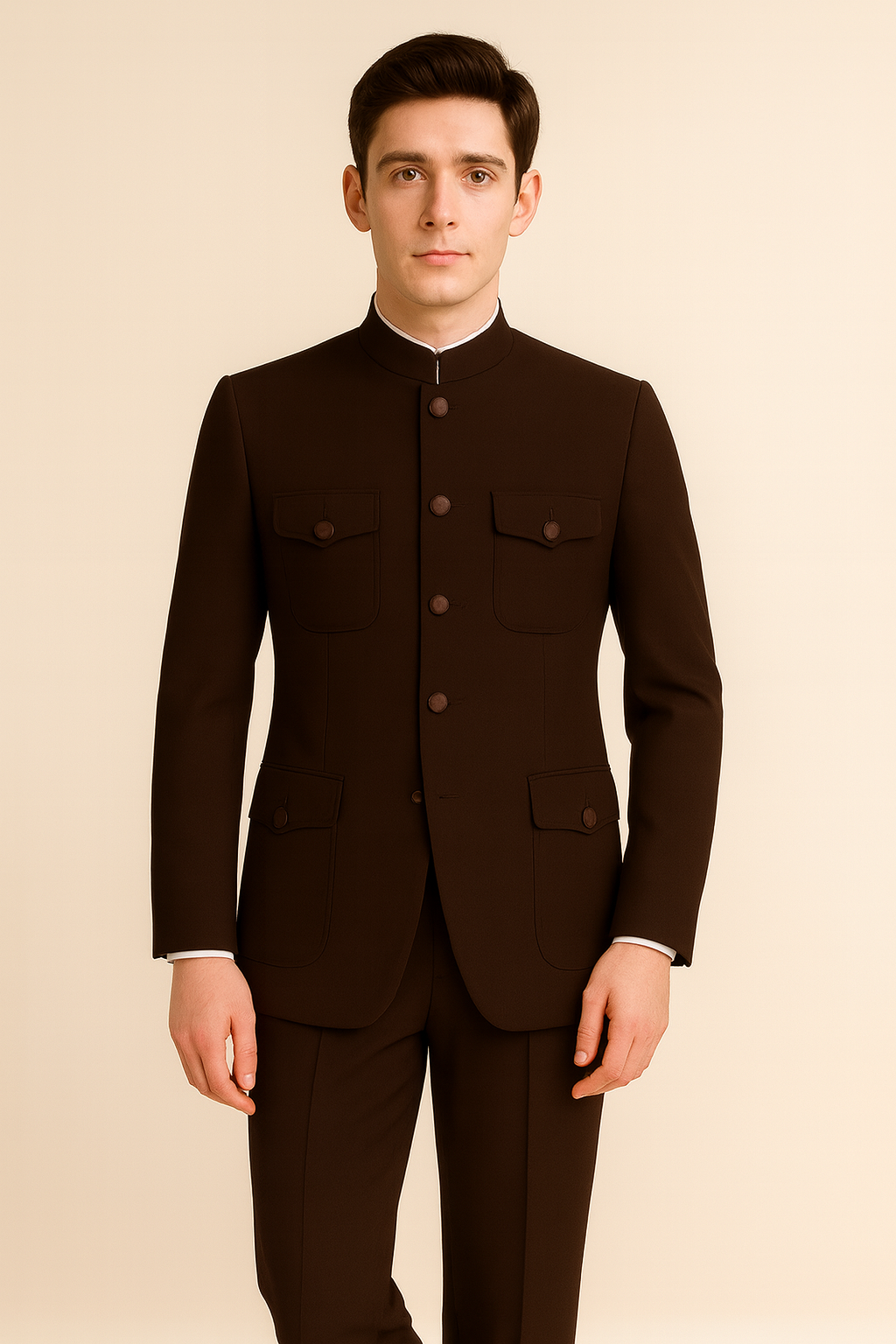 Apollo King Men's 2 Piece Nehru Style Suit Fashion Pockets