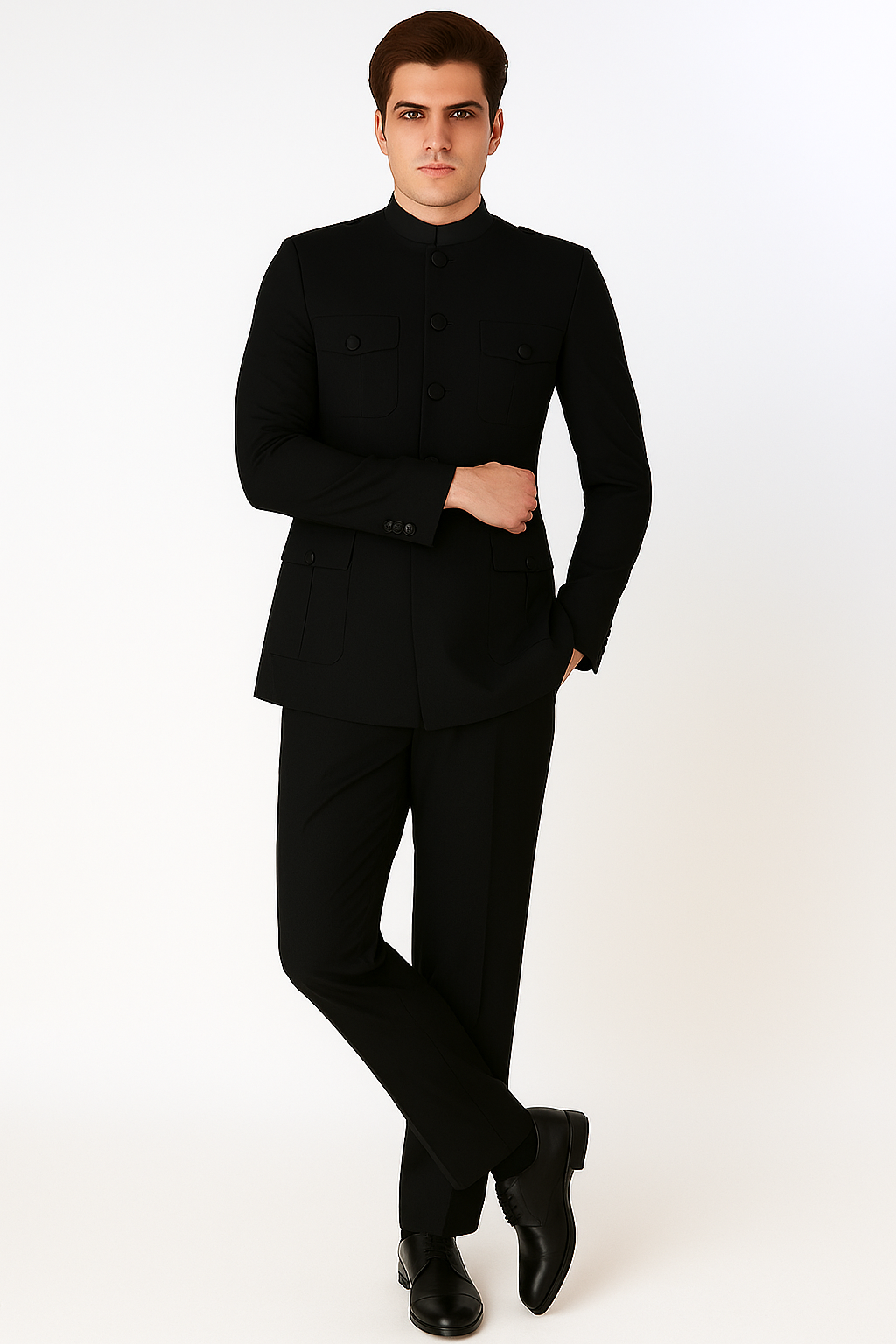 Apollo King Men's 2 Piece Nehru Style Suit Fashion Pockets