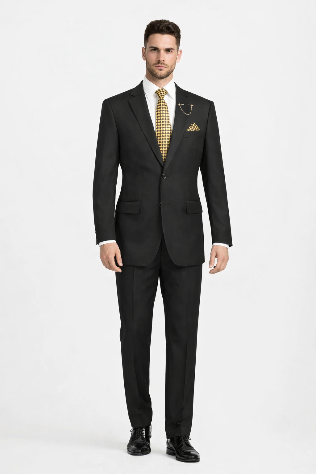 Nola Collection Black Regular Fit Suit by Vinci