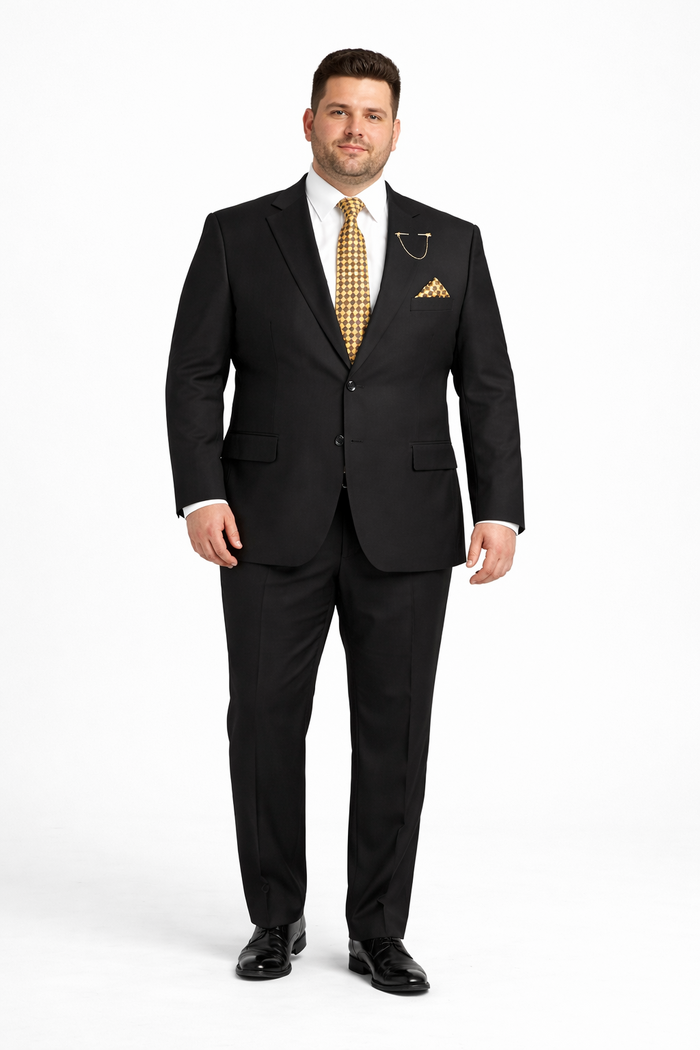 Nola Collection Black Regular Fit Suit by Vinci