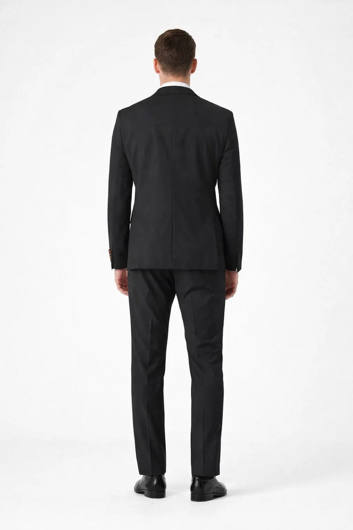 Novello Black Modern Fit Wool Suit by Tiglio Luxe