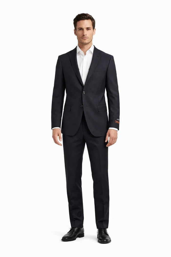 Novello Black Modern Fit Wool Suit by Tiglio Luxe