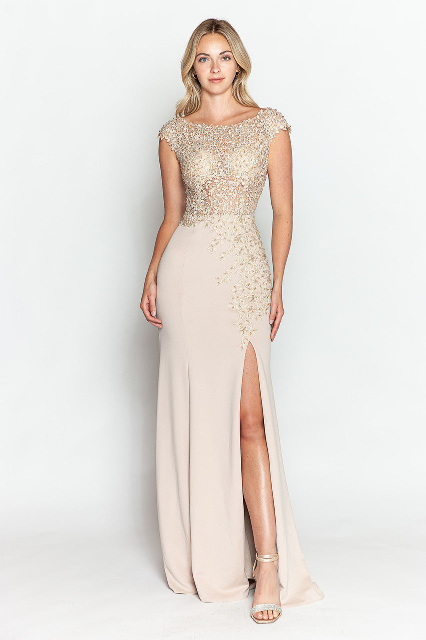 Womens Nude Color Dress Perfect For Formal and Prom | Evening Gown By 8343