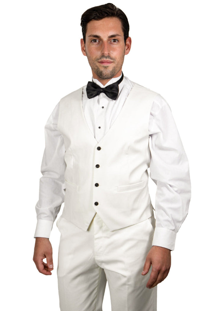 Ivory Slim Fit Tuxedo with Black Shawl Lapel – 3 Piece Wedding & Prom Set