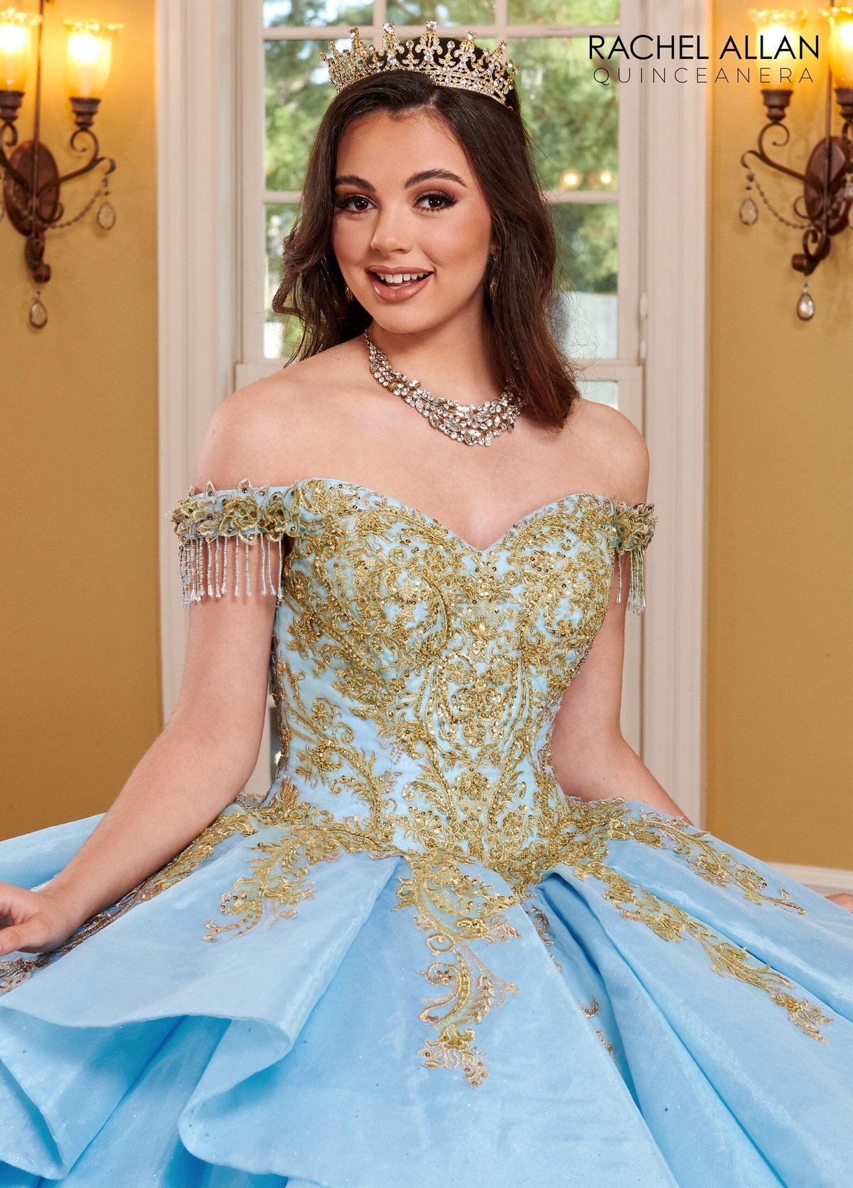 Rachel Allan RQ1117 Off Shoulder Layered Quinceanera Dress
