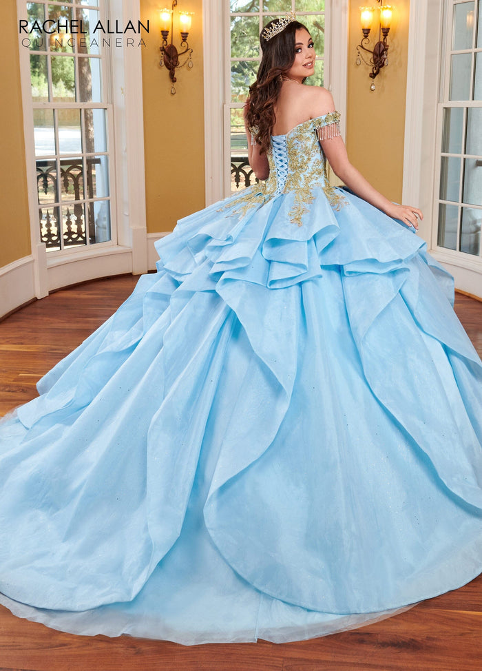 Rachel Allan RQ1117 Off Shoulder Layered Quinceanera Dress