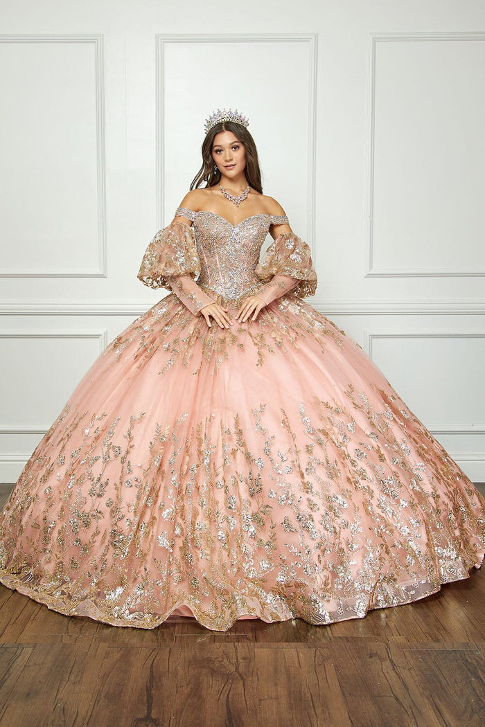 Off Shoulder Puff Sleeve Ball Gown by Bella Princess PQ1041