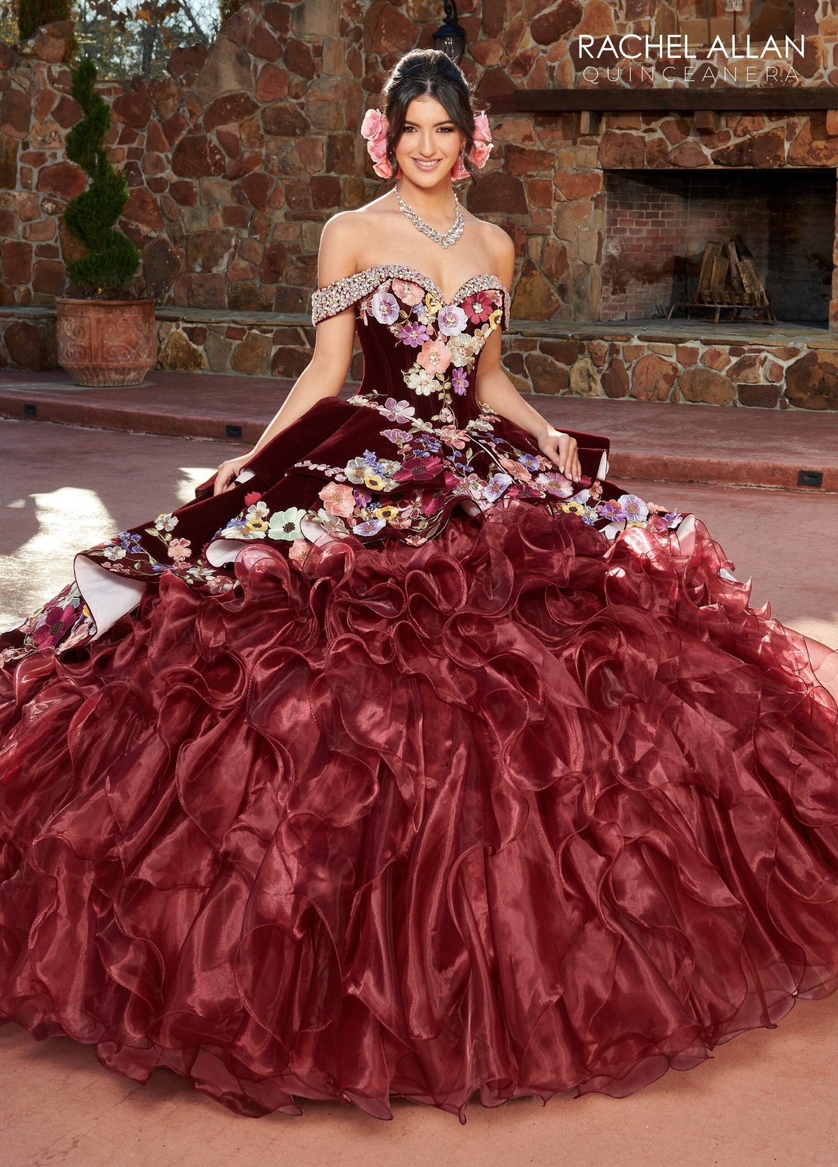 Rachel Allan RQ3111 Off Shoulder Ruffled Quinceanera Dress
