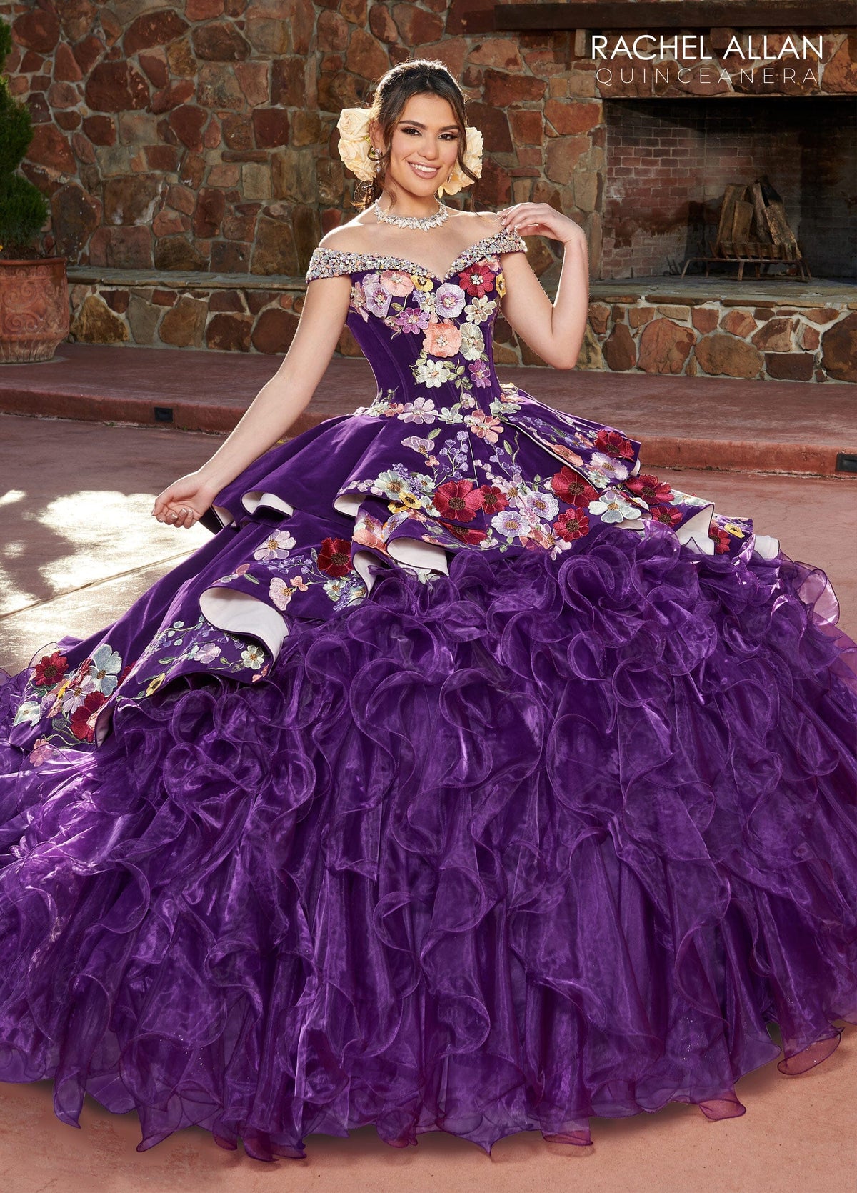 Rachel Allan RQ3111 Off Shoulder Ruffled Quinceanera Dress