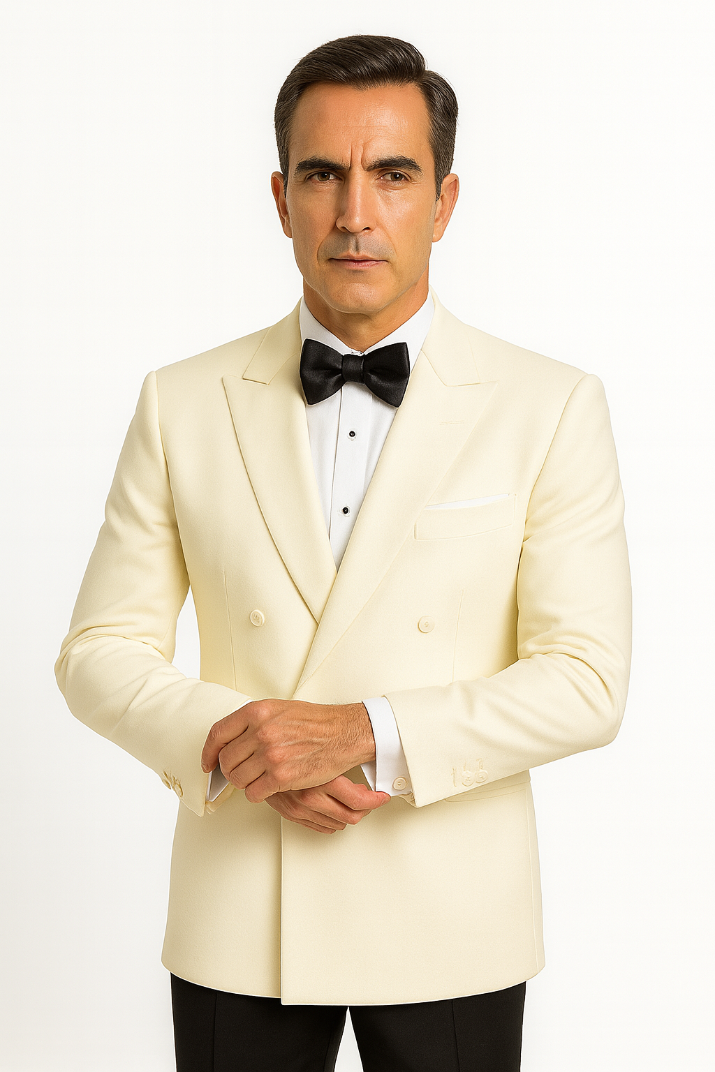 Ivory Double Breasted Tuxedo Dinner Jacket