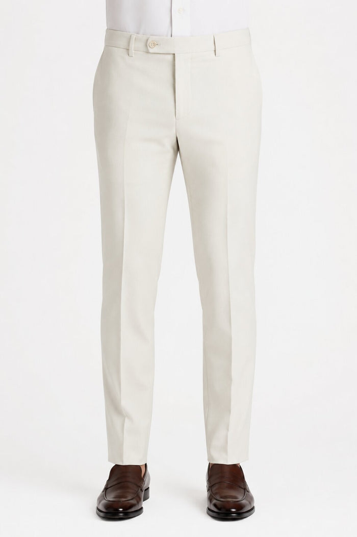 Offwhite Flat Front Wool Pant by Tiglio Luxe