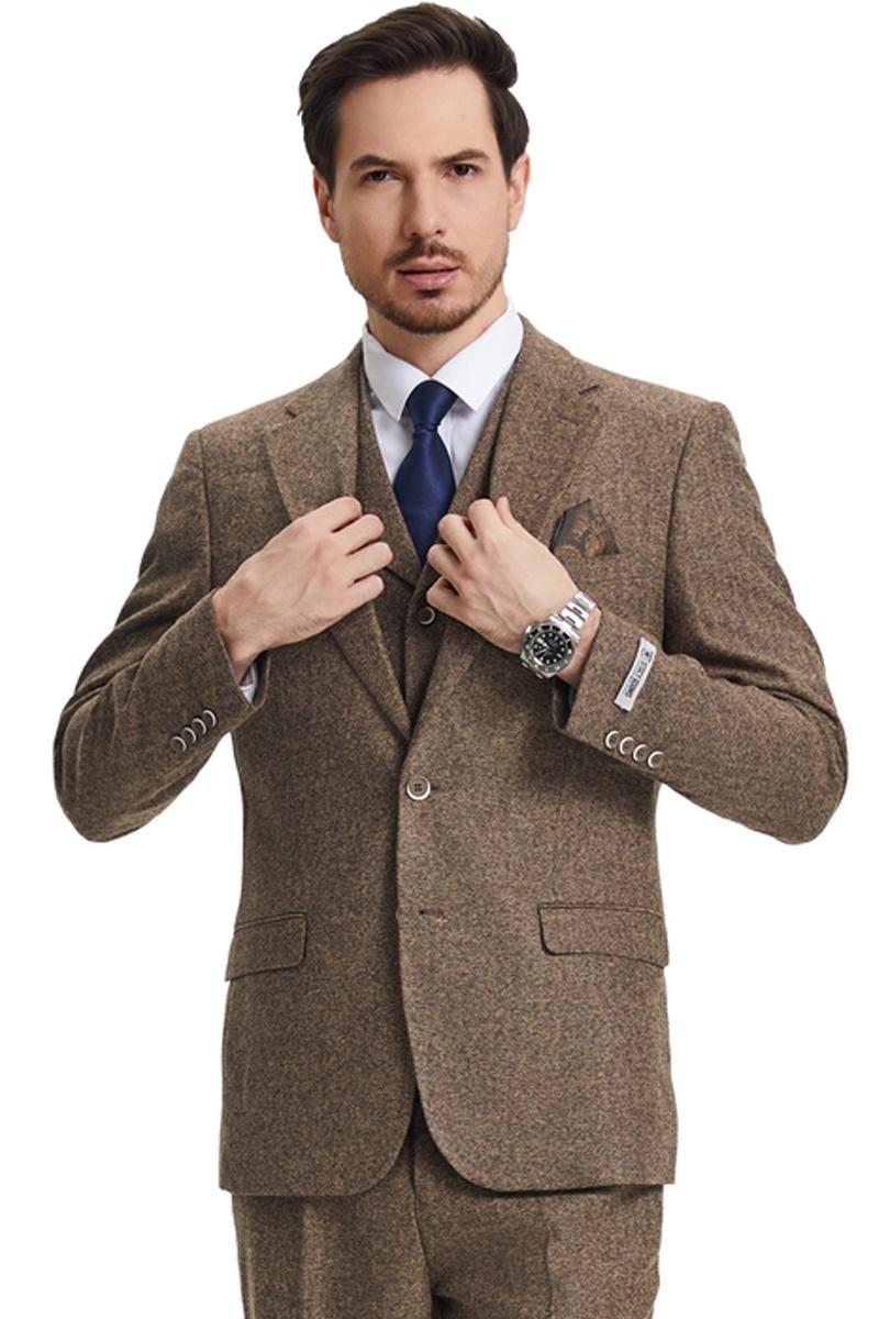 Stacy Adams Vested Herringbone Tweed Suit