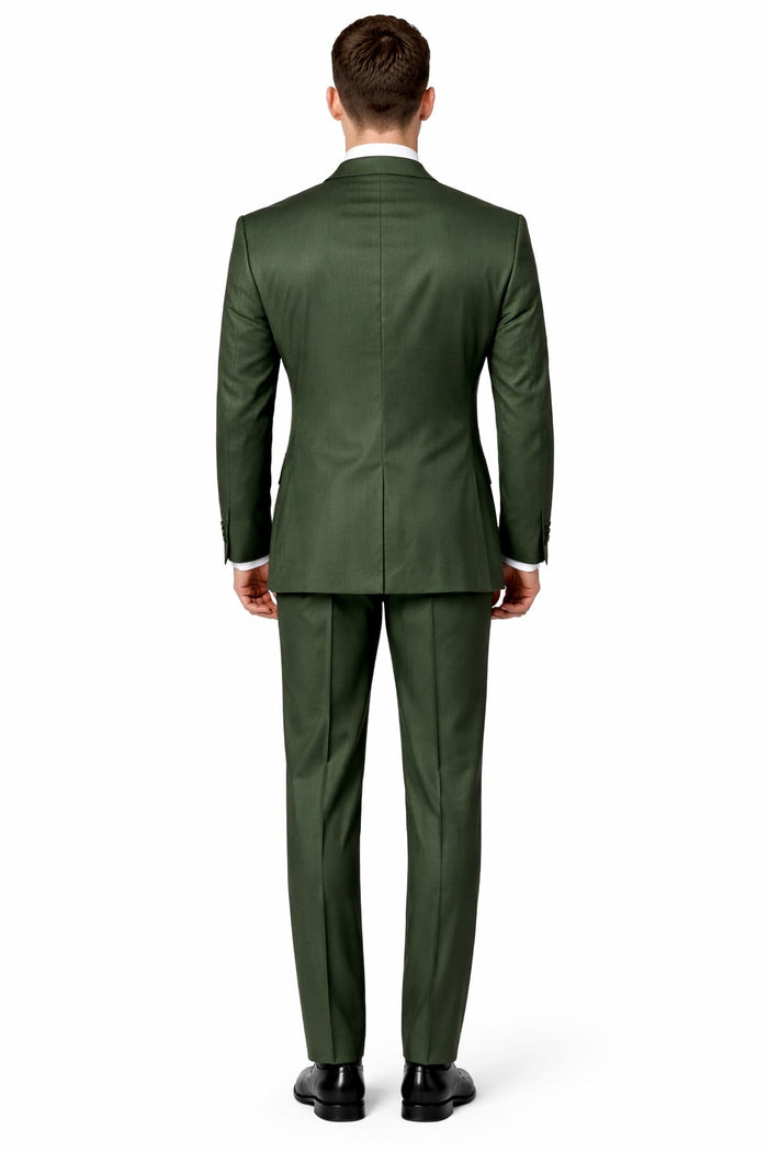 Men's Double Vents 3 Button Olive Green Cheap Priced Business Suits Clearance Sale