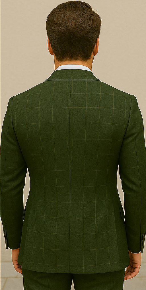 Italian Double Breasted Windowpane Wool Suit