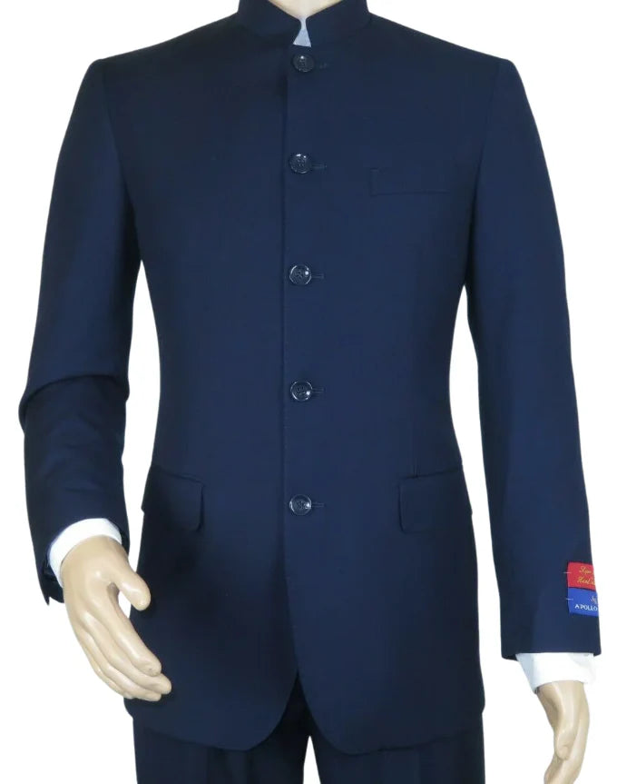 Apollo King Men's 2 Piece Nehru Style Suit 5 Button Mandarin