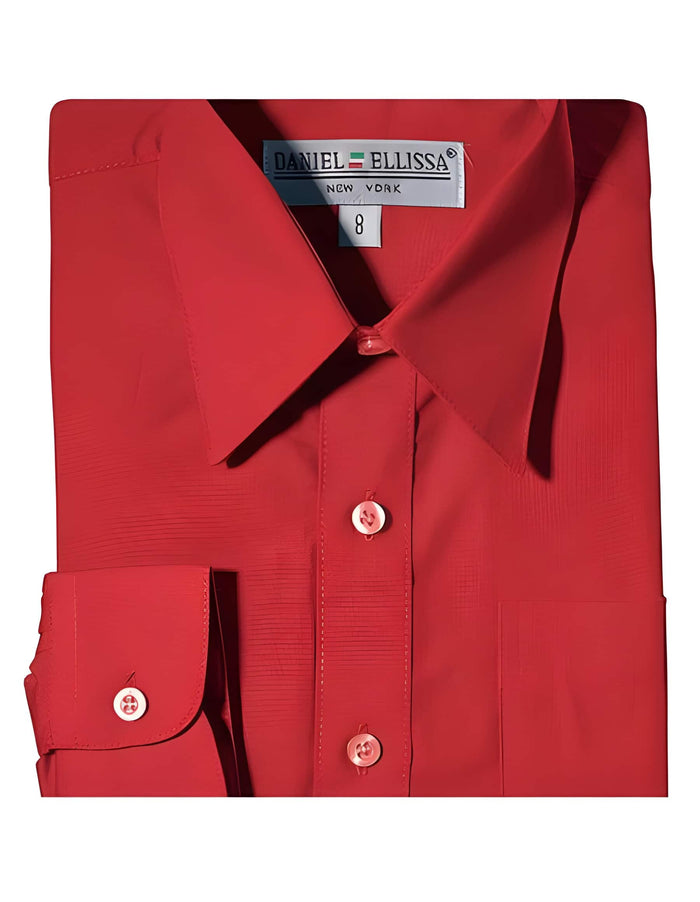 One Chest Pocket Daniel Ellissa French Cuff  Dress Shirt Red