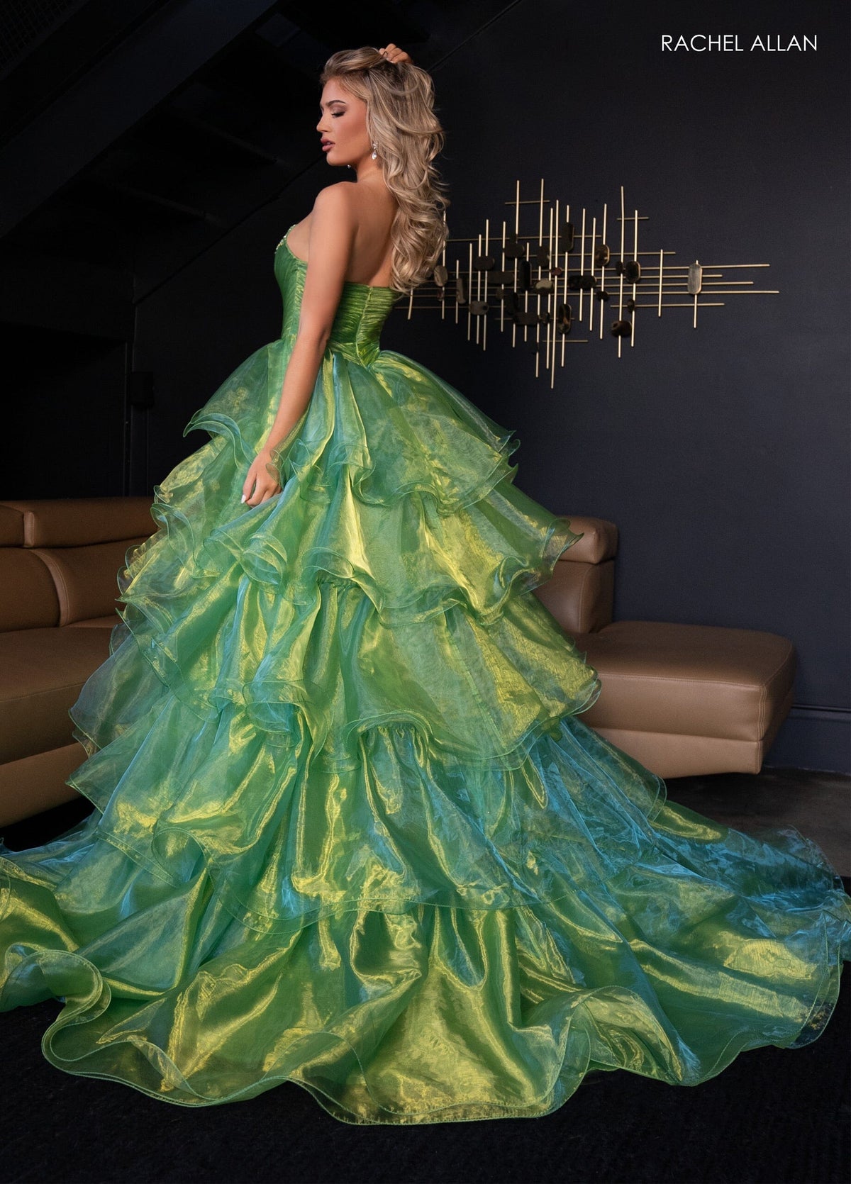 Rachel Allan 50312 Organza Strapless Ruffled A-line Gown