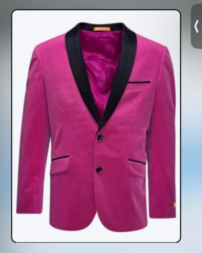 Men’s Fuchsia Tuxedo Blazer with Satin Lapel