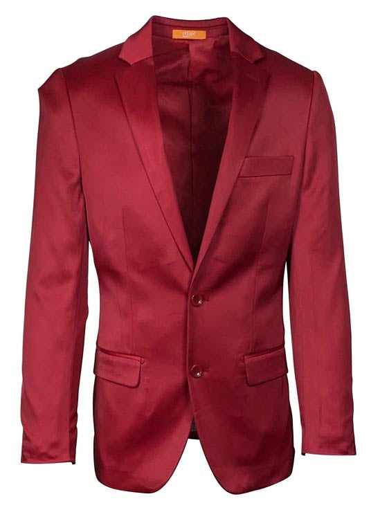 Burgundy Satin Slim Fit Blazer for Men
