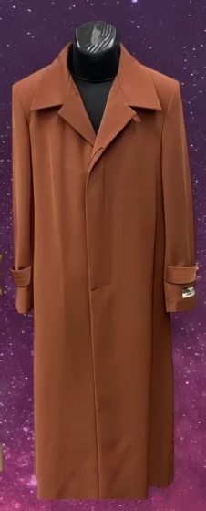 Men’s Full-Length Cognac Overcoat – Premium Wool-Blend Long Dress Coat for Winter and Formal Wear in Rust Brick Color