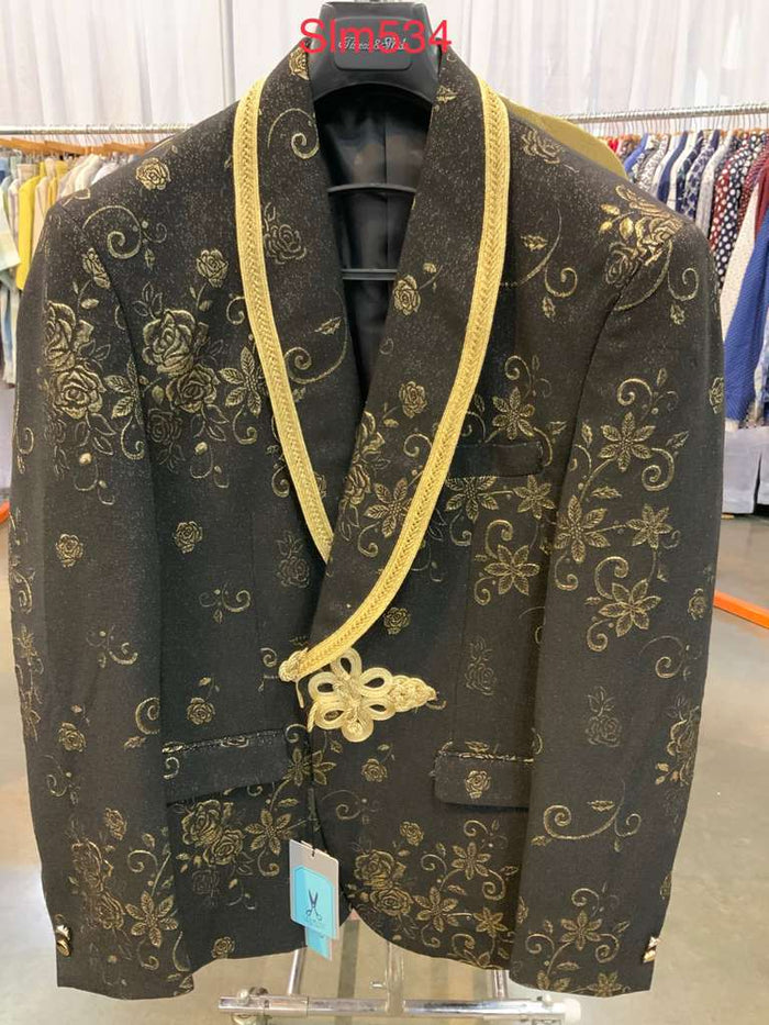 Men’s Black & Gold Embroidered Luxury Blazer