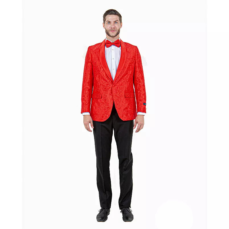 Big and Tall Red Paisley Tuxedo Blazer