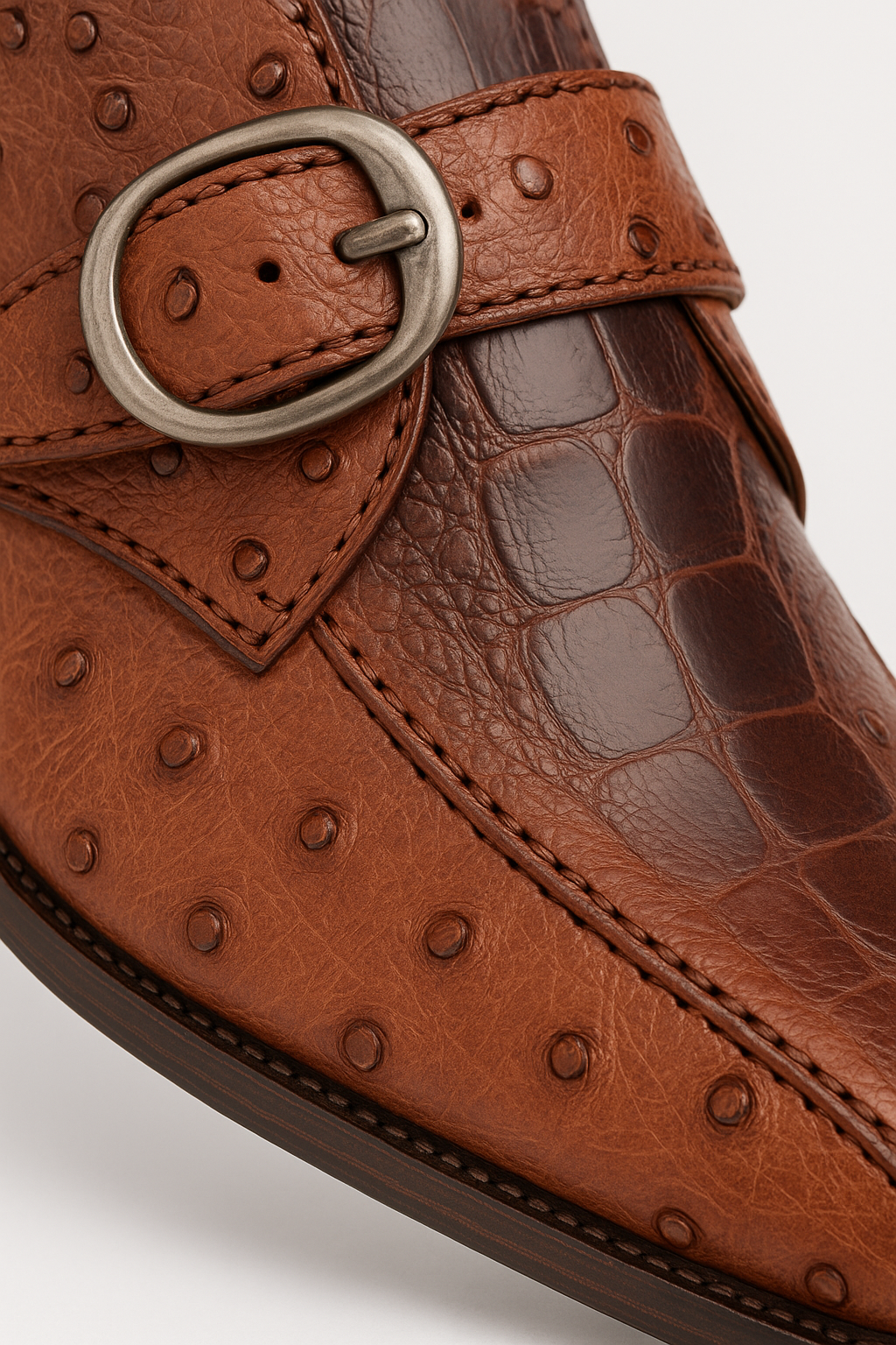 Mezlan Full Quill Ostrich Monk Strap Shoes