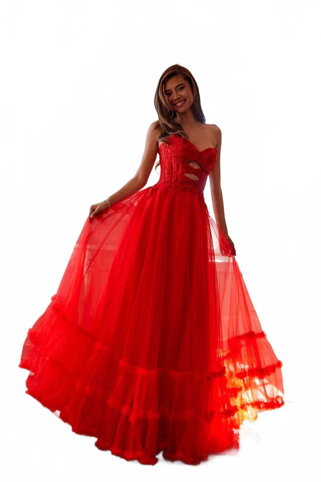 Strapless A-line Ruffled Gown by Juliet JT2561S