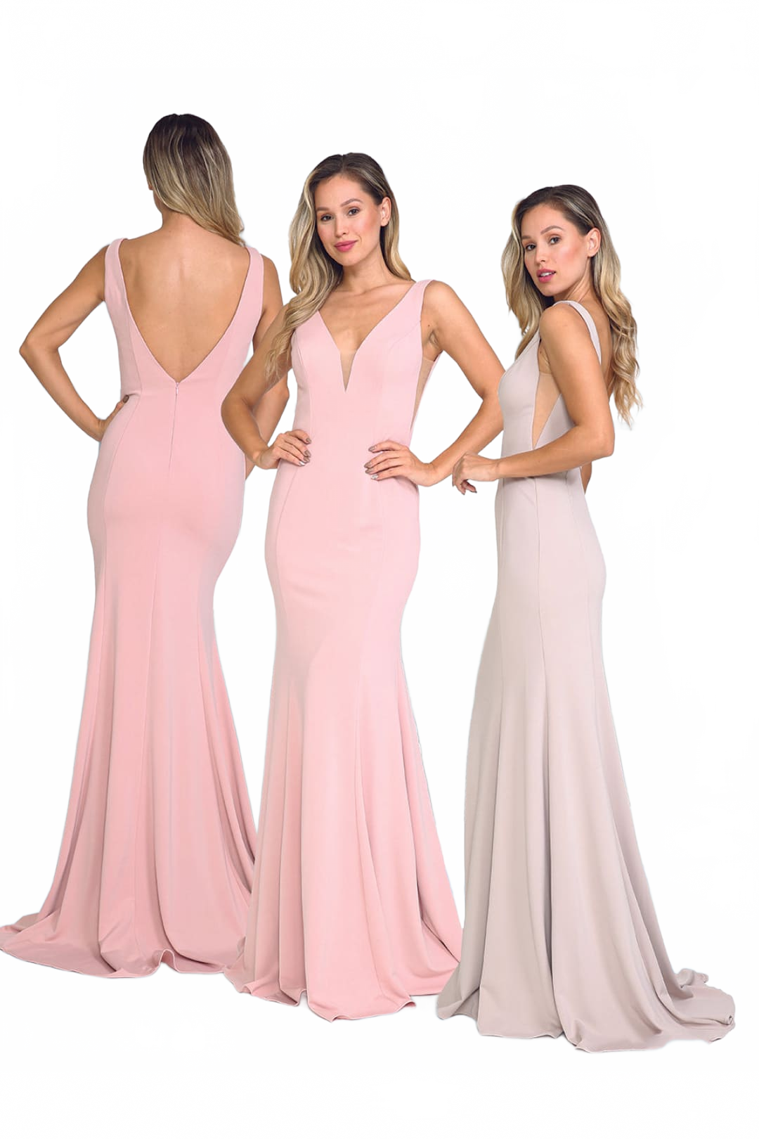 Poly USA 8158 Simple Evening V-Neck Mermaid Bridesmaids Dresses