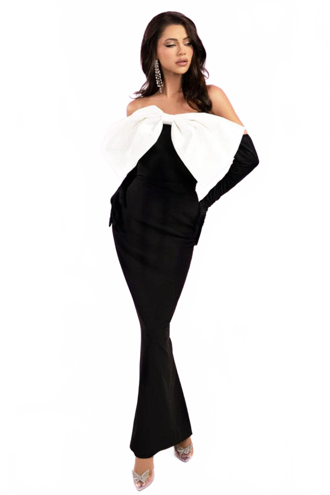 Portia and Scarlett PS24423 -long- Evening Dress with Bow Accent and Scoop Neck