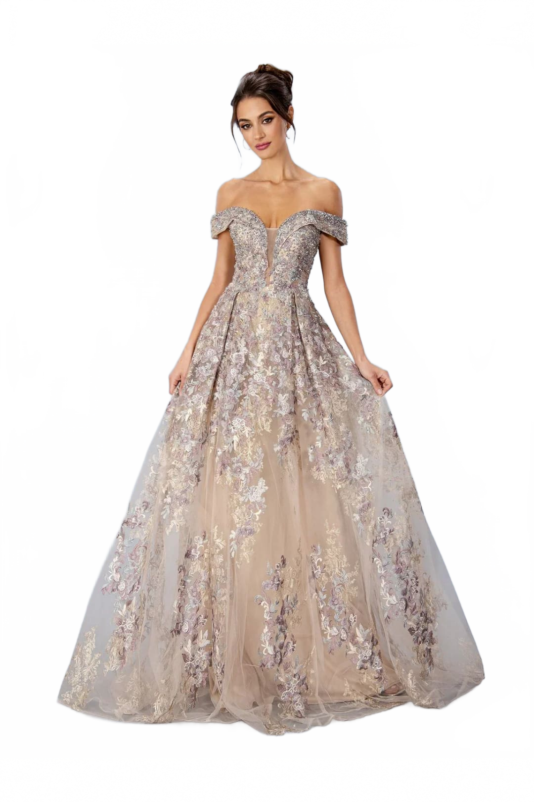 Multi Color Ball Gown Floral Prom Evening Dress Stella Couture 24327