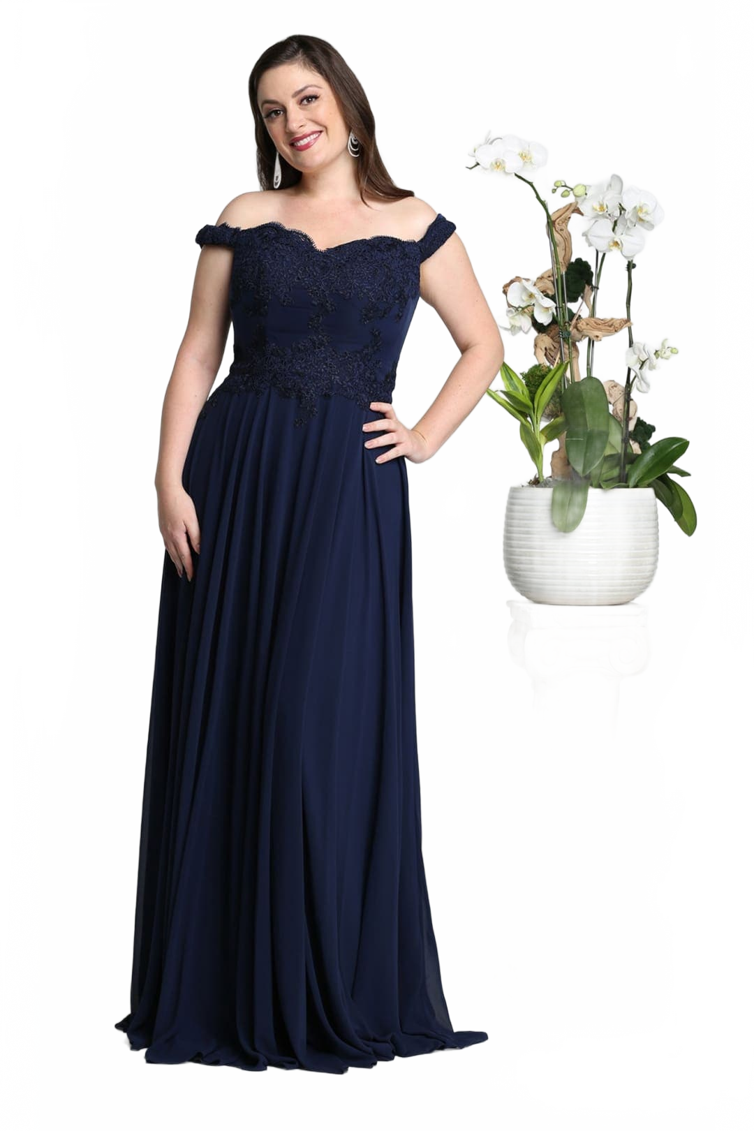Off The Shoulder Evening Dress Long A-Line Gown & Plus Size by MQ1644