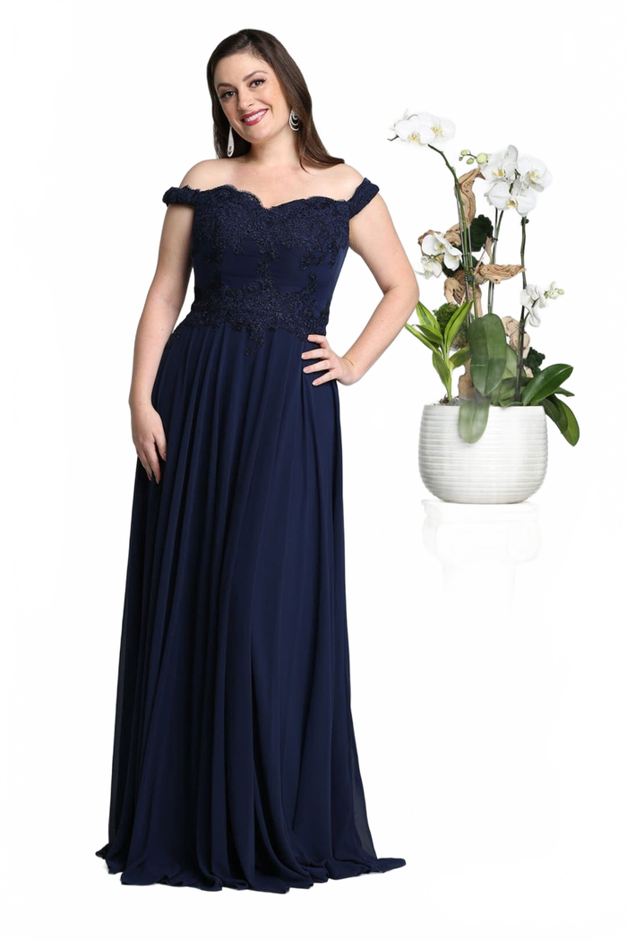 Off The Shoulder Evening Dress Long A-Line Gown & Plus Size by MQ1644