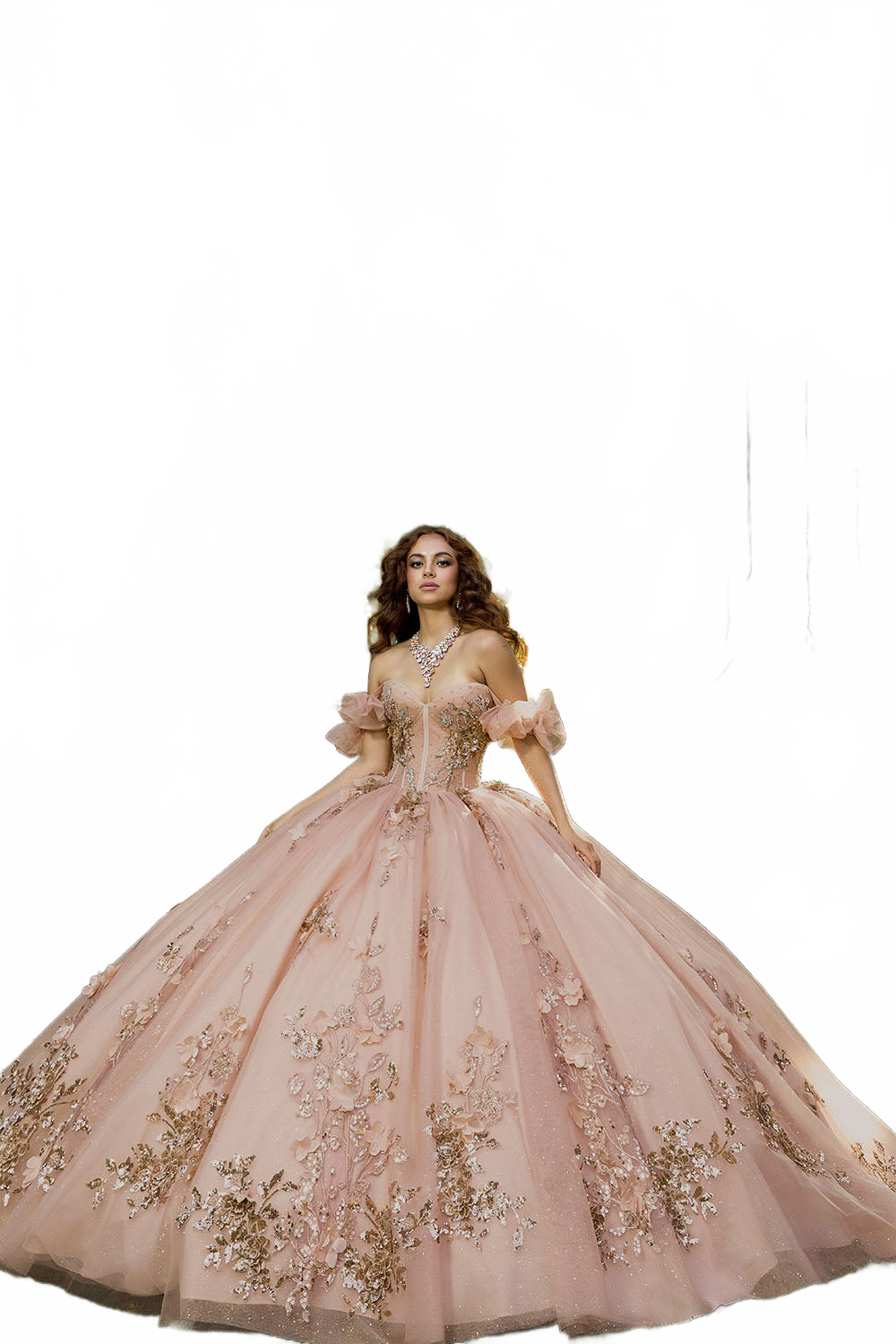 3D Floral Strapless Ball Gown by Bella Princess PQ1089