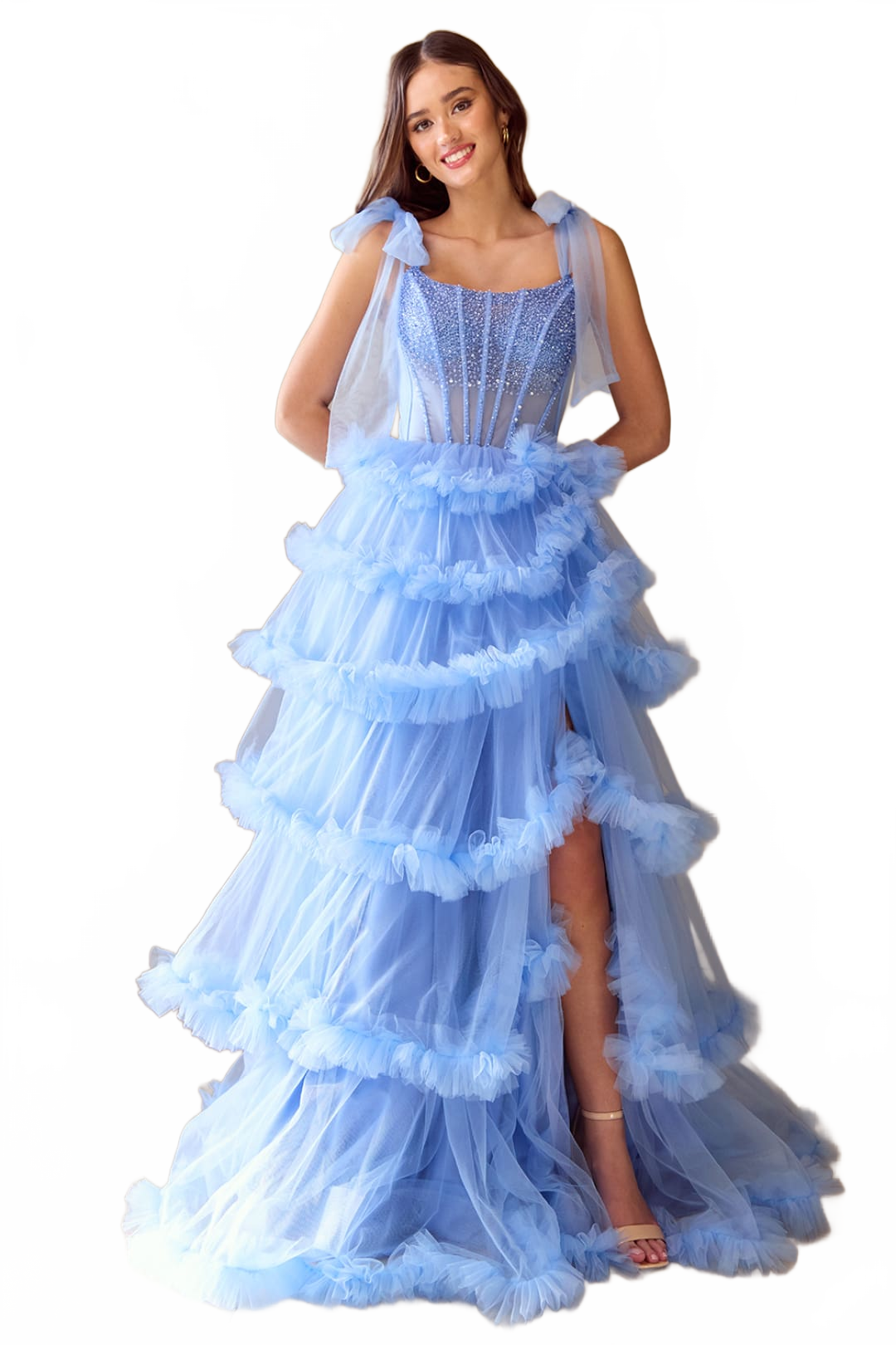 Pageant Dress Sleeveless Layered Ruffles Gown By Amelia Couture 8900
