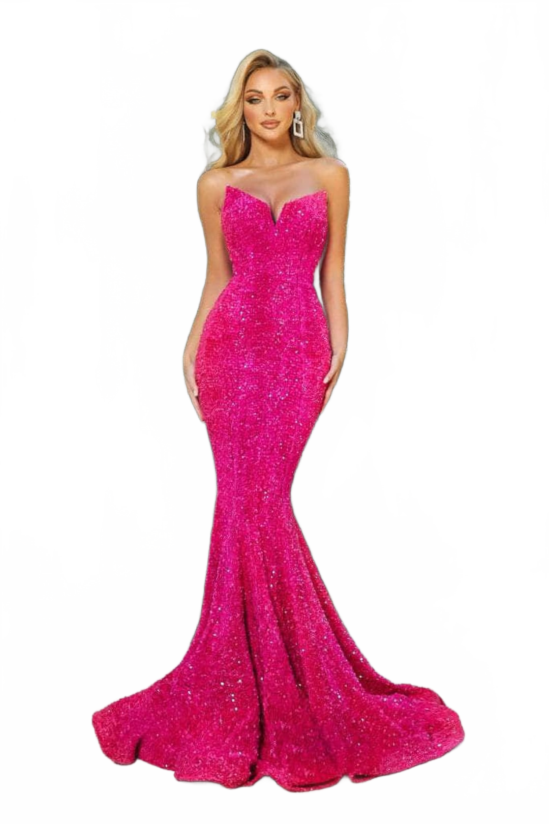 Portia and Scarlett PS21208 -long- Strapless V-Neck Sequin Gown
