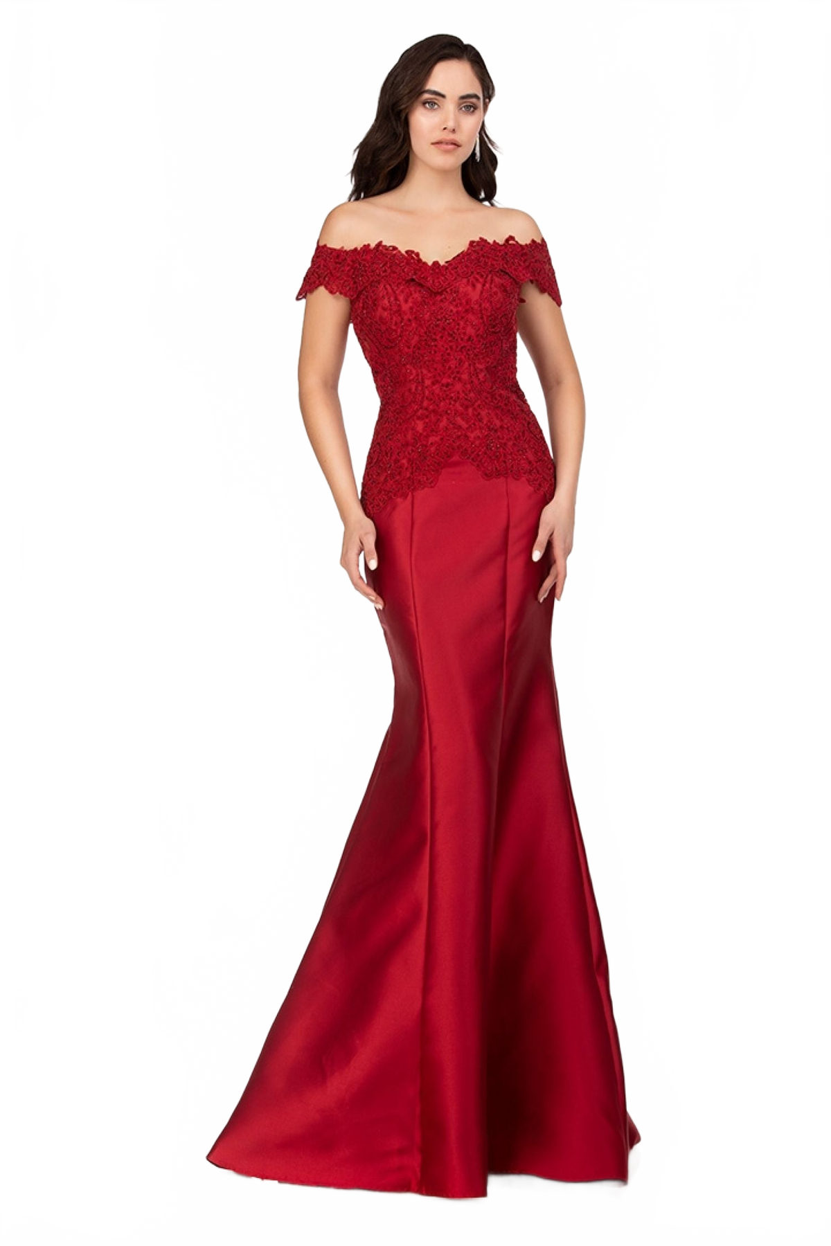 Abby Paris 986003W Off Shoulder Embroidered Mermaid Gown