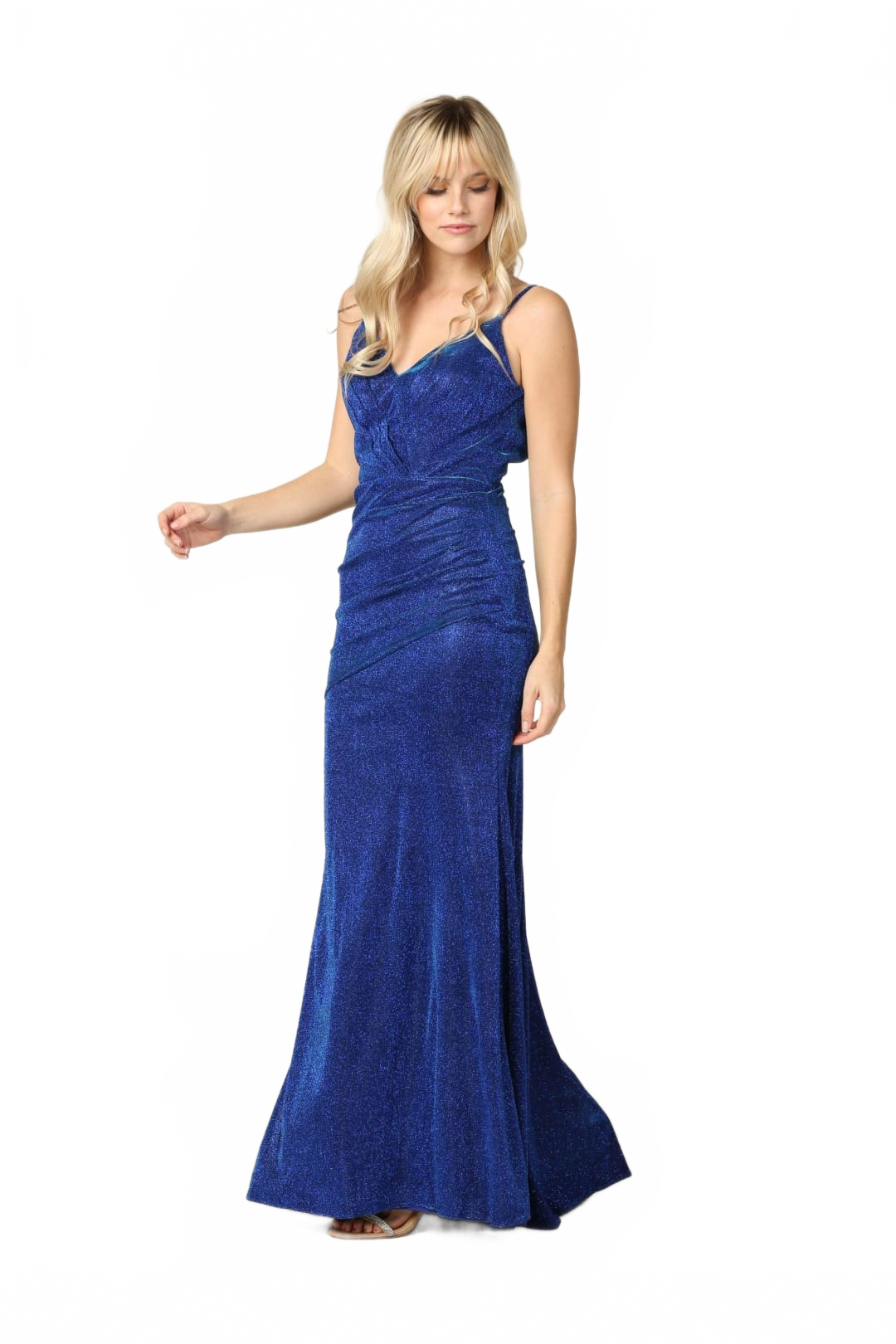 Eva USA 3358 Long Formal Spaghetti Strap Glitter Prom Dress