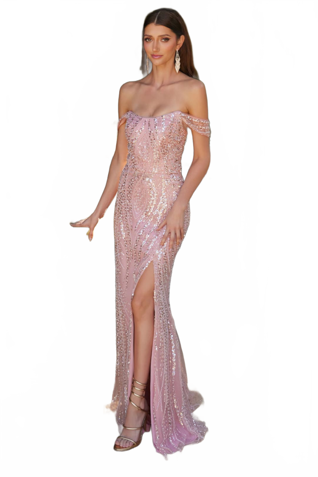 Beaded Off Shoulder Gown by GLS Gloria GL3594