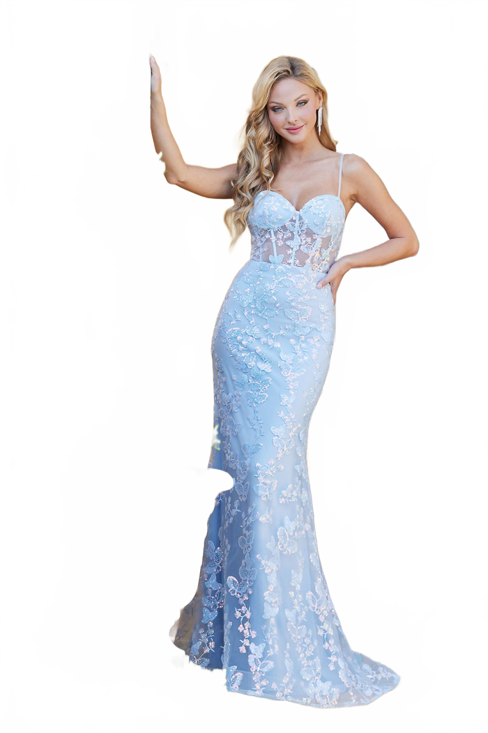 Adora Design 3082 Spaghetti Strap Lace Mermaid Long Prom Dress