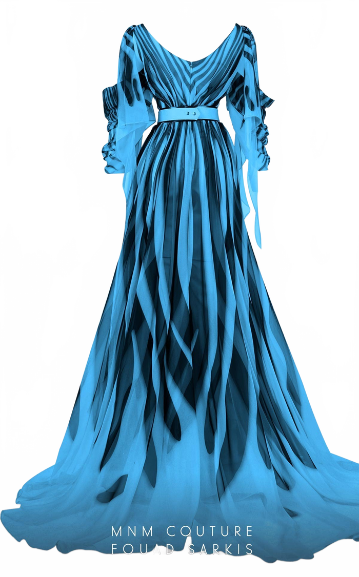 Fouad Sarkis 2748 Blue Evening Dress — Elegant Design, Perfect Fit