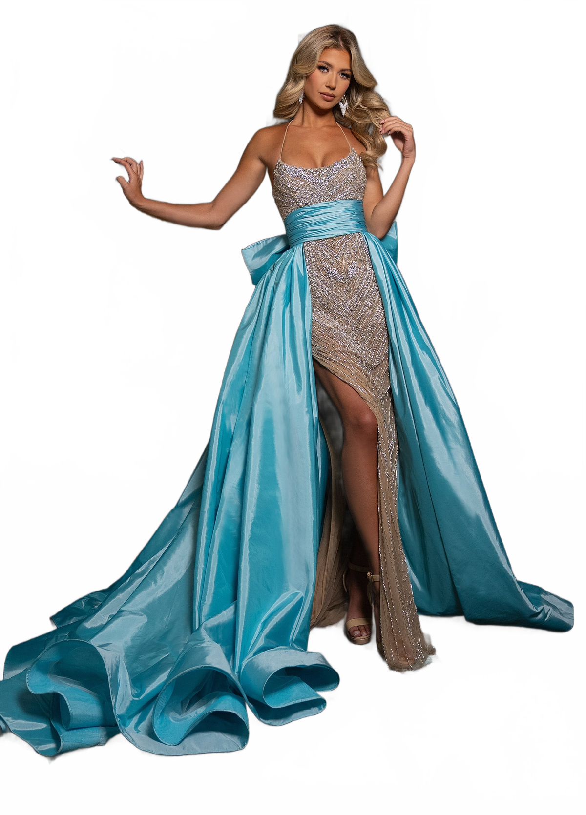 Rachel Allan 50330 Beaded Sleeveless Overskirt Gown