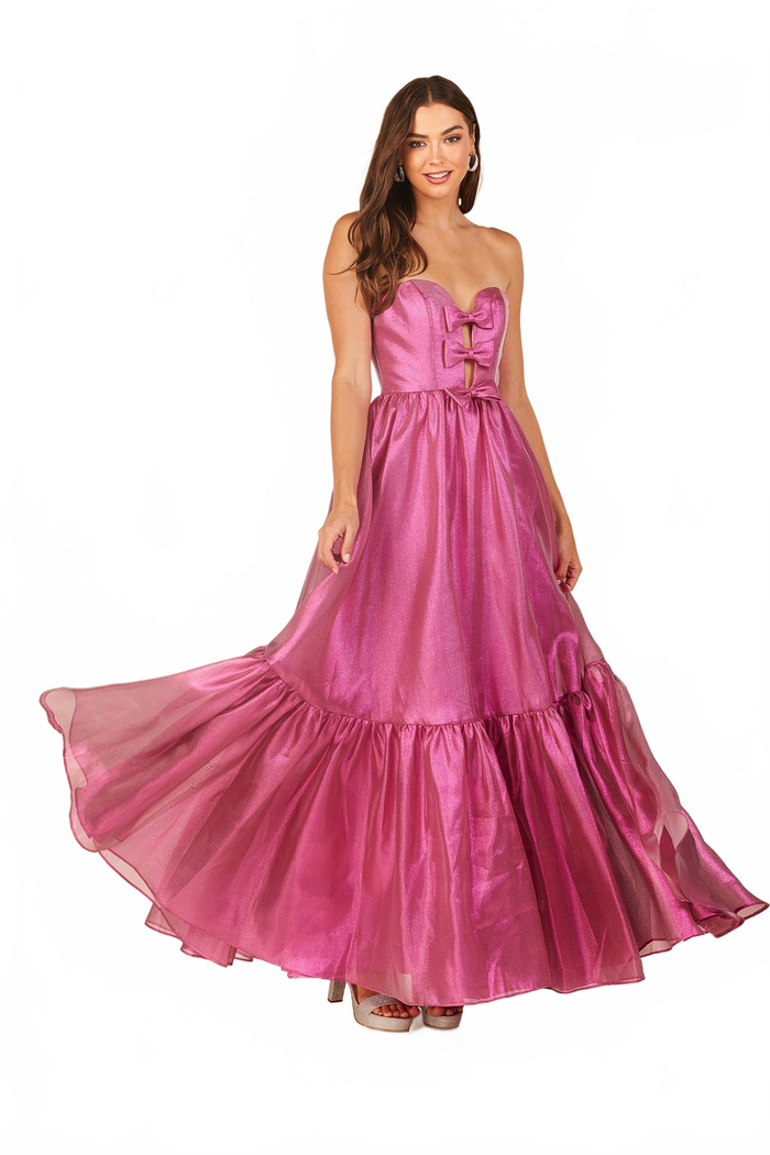 Strapless Bow A-Line Tea Length Dress – Abby Paris 90291 by Lucci Lu