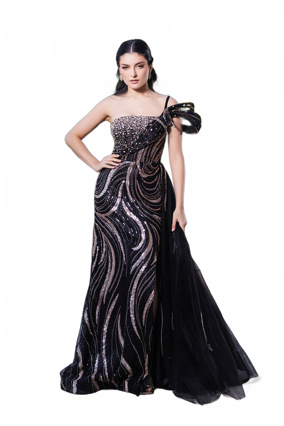 Pageant Dress Asymmetrical Beaded Long Prom Gown By Royal Queen RQ8192
