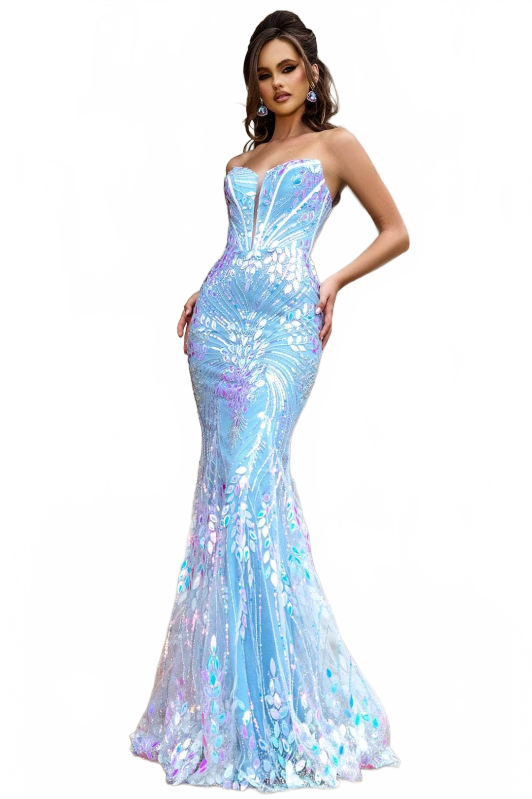 Portia and Scarlett PS24316 -long- Strapless Prom Gown with Corset Bodice