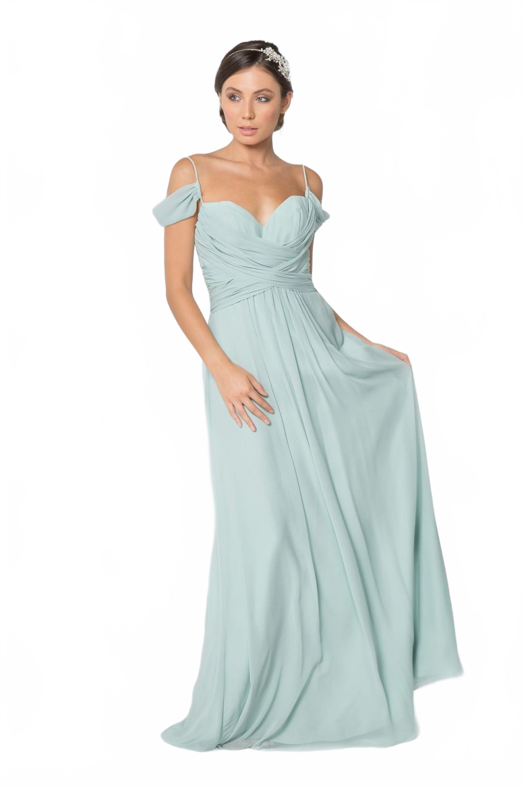 Ruched A-line Cold Shoulder Dress by Elizabeth KGL2824