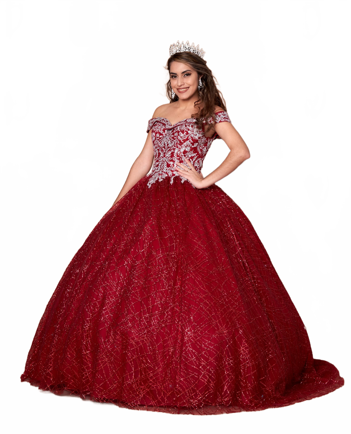 Calla WB-20509 Glitter Embroidered Quince Dress Off The Shoulder Ball Gown