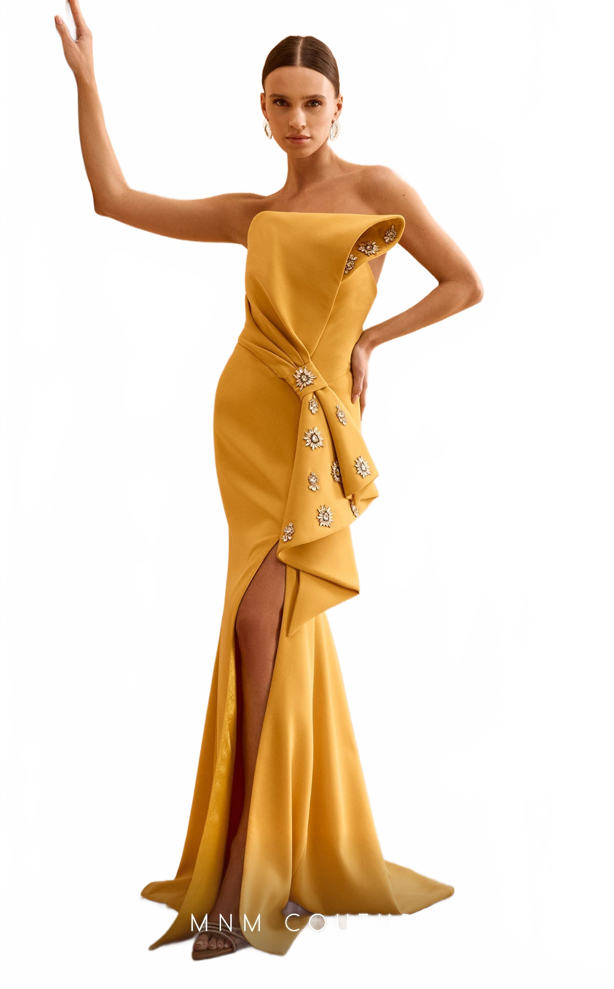 MNM Couture V02031 Strapless Black Embellished Gown