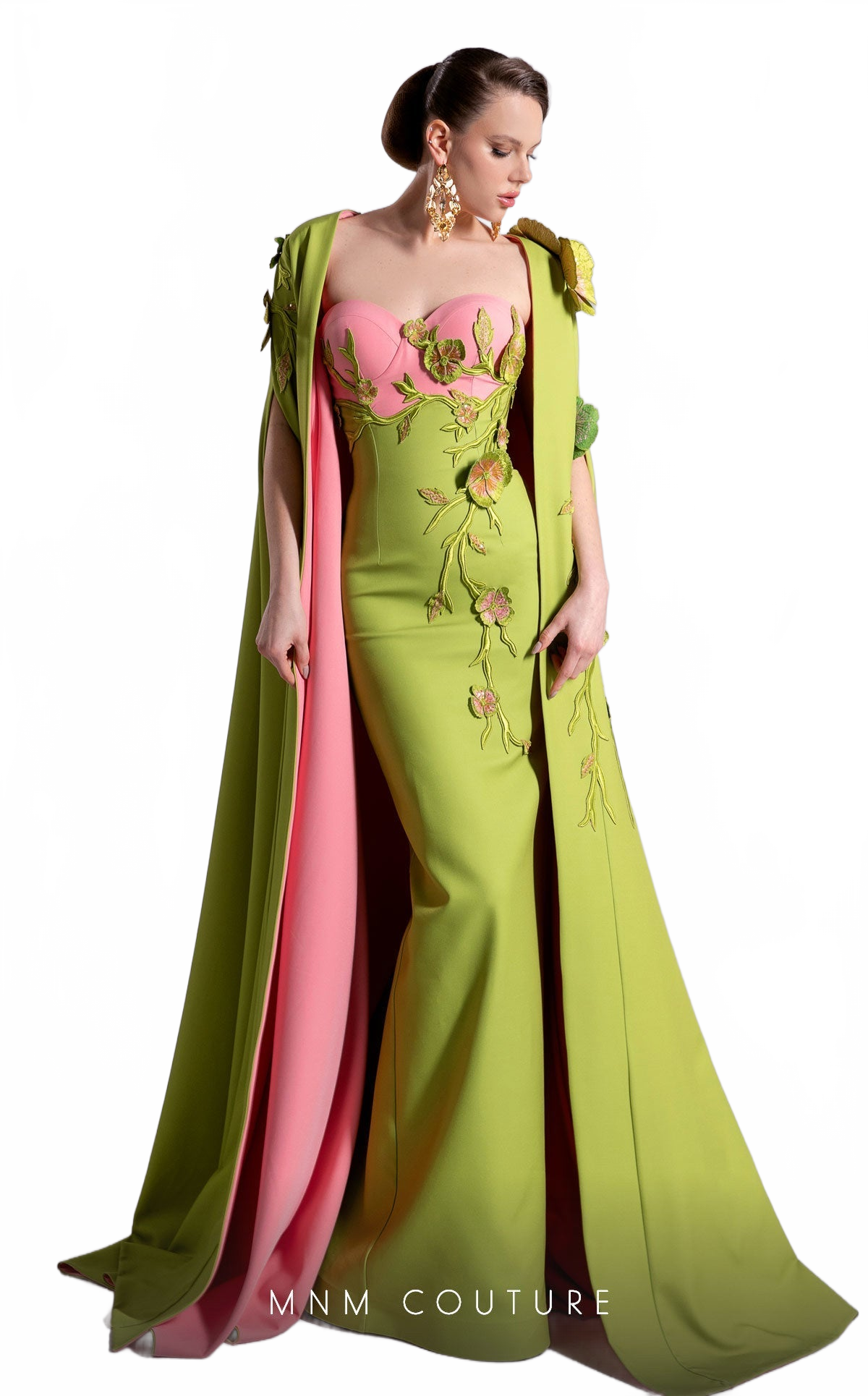 Fouad Sarkis F02917 Strapless Gown with Detachable Cape