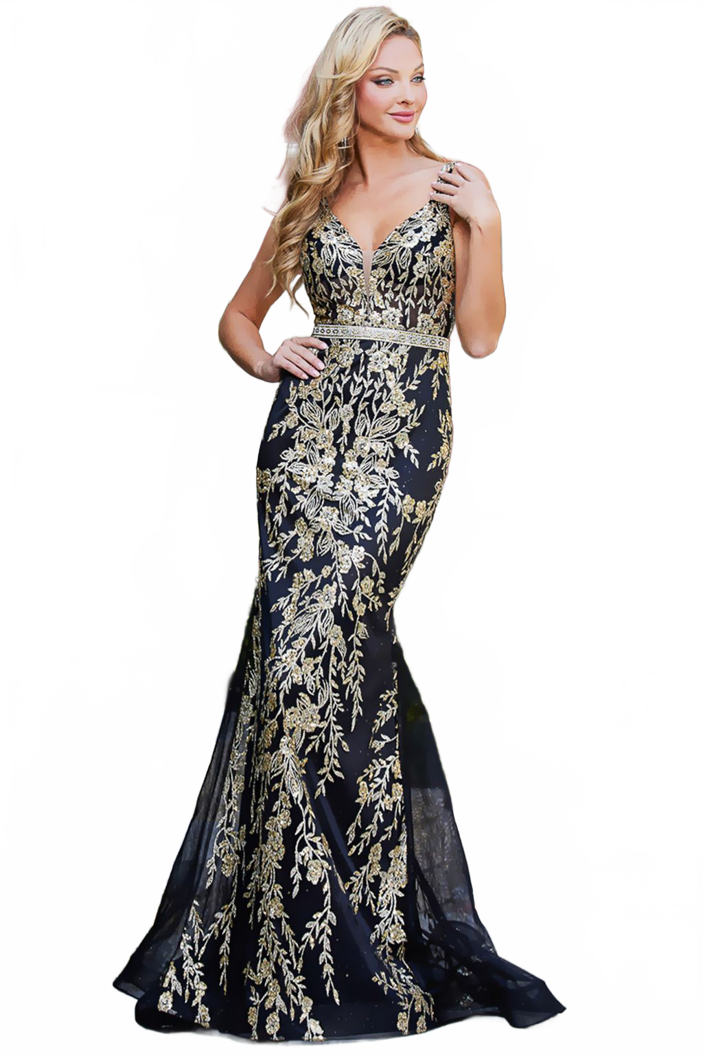 Adora Design 3127 Glitter Print Tulle Mermaid Formal Prom Dress